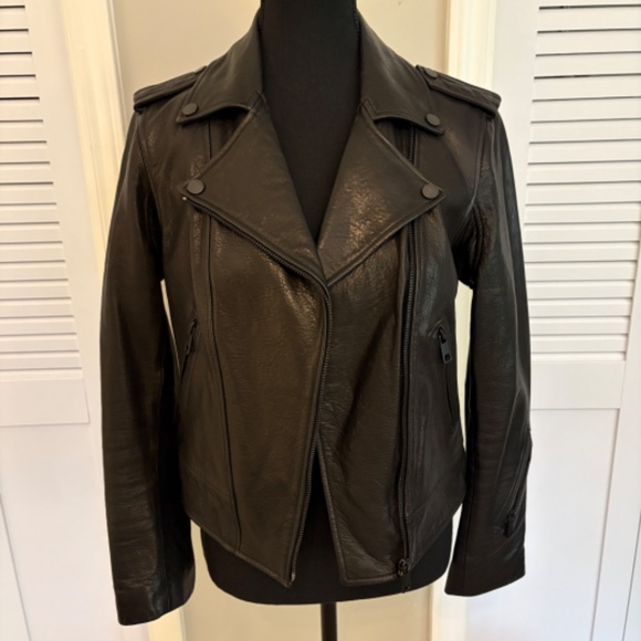 Banana Republic Black Lamb Leather Moto Jacket Small Pristine Condition - Picture 2 of 10